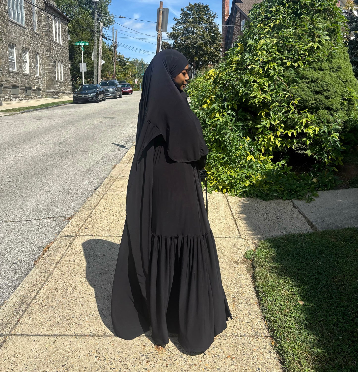 Long gathered tie back khimar niqab/optional (garment sold separately)