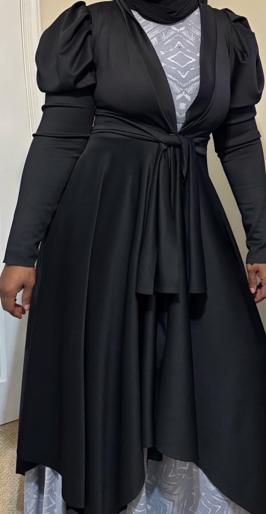 Asymmetrical open duster w/belt