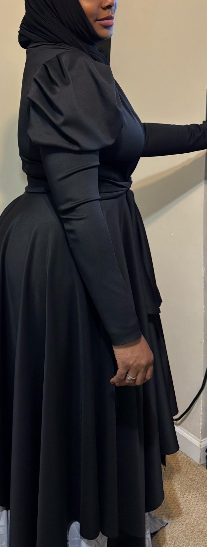 Asymmetrical open duster w/belt